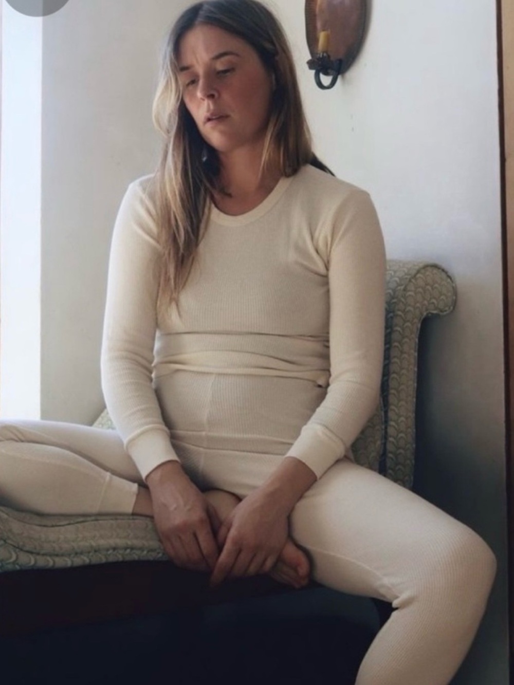 Rudy Jude Natural Thermal Waffle SET Long Sleeve Top & Leggings Small